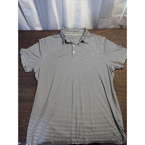 J. Crew Other - J. Crew Performance Men's Large Short Sleeve Polo Shirt Navy White Stripe